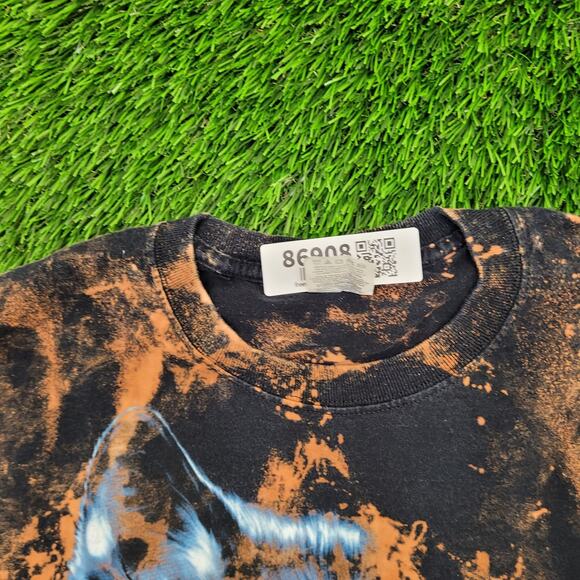 Wolf Portrait Bleached Shirt S/M 19x27 Black Edgy - Picture 9 of 12